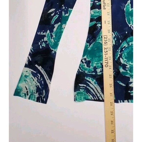 Karen Kane Mesh Top Womens XL Cowl Neck Long Sleeve Green Blue Floral Vtg Y2K - Picture 5 of 7